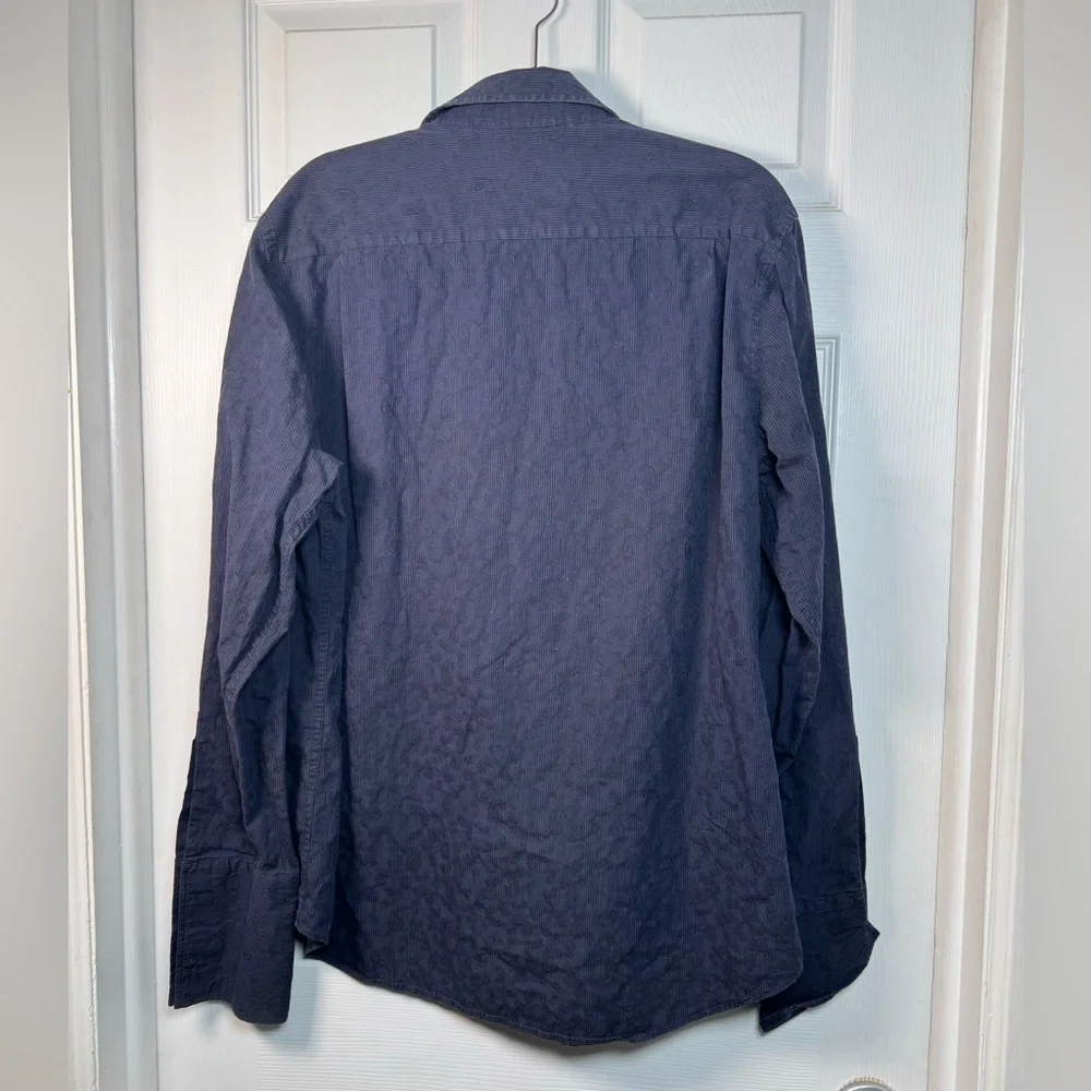 Banana Republic Mens XL Navy Tonal Paisley Cotton Button Down Shirt
